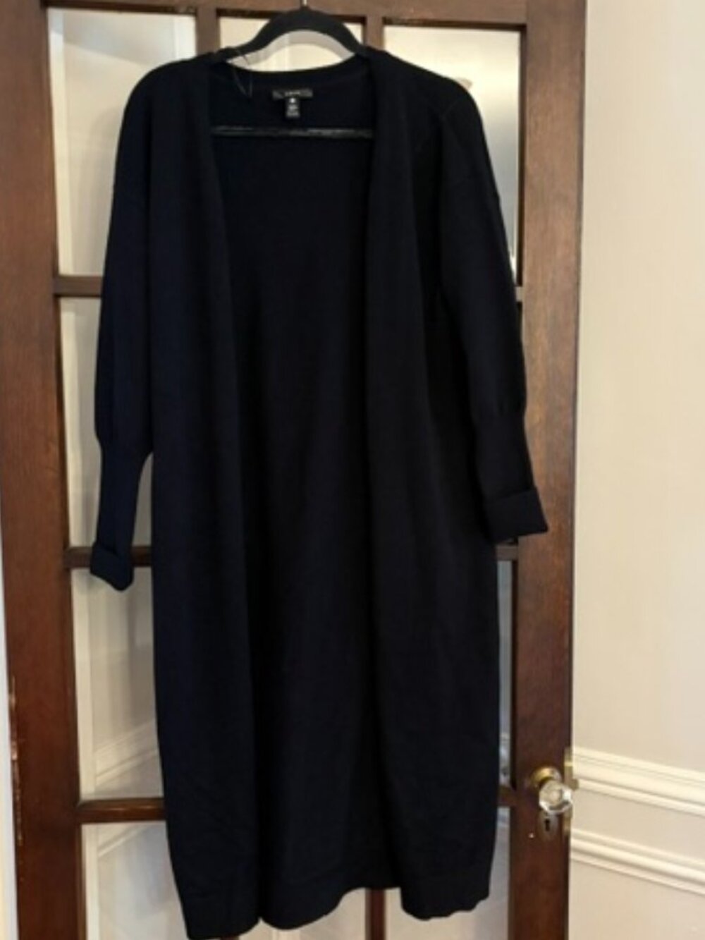 Aqua Long Button Down Cardigan in Black, Size Medium